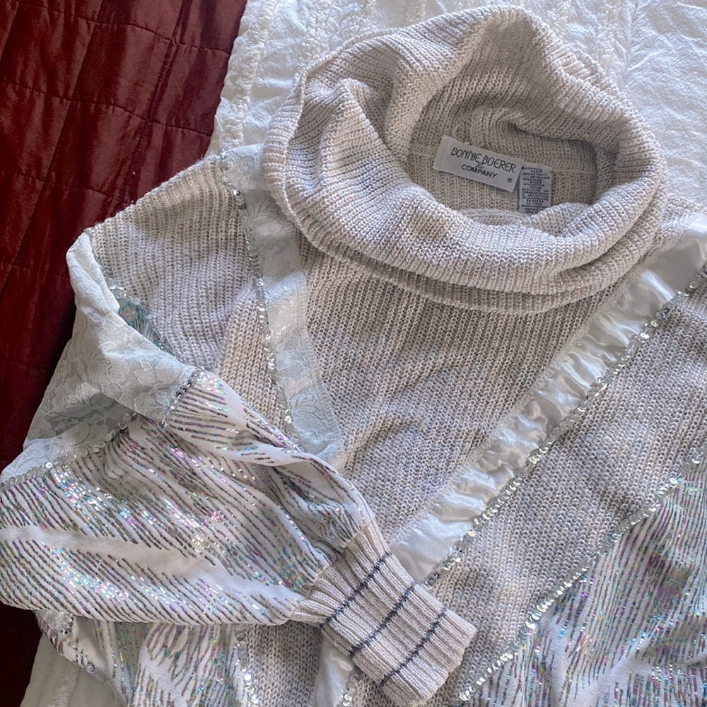 Vintage Retro Lace and Sequin Sweater
